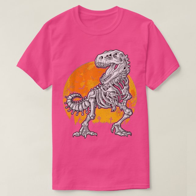Camiseta Skeleton Riding Mummy Dinosaur T rex Halloween Div (Diseño del anverso)
