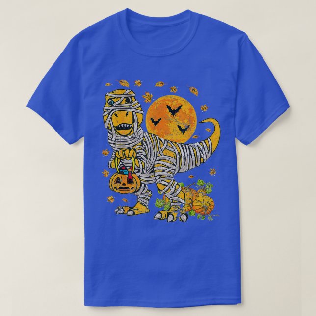 Camiseta Skeleton Riding Mummy Dinosaur T Rex Halloween Div (Diseño del anverso)
