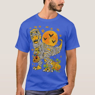 Camiseta Skeleton Riding Mummy Dinosaur T Rex Halloween Div