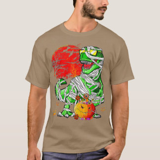 Camiseta Skeleton Riding Mummy Dinosaur T rex Halloween Div