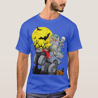 Camiseta Skeleton Riding Mummy Dinosaur T Rex Halloween Div