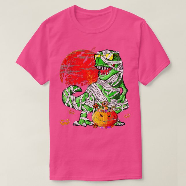 Camiseta Skeleton Riding Mummy Dinosaur T Rex Halloween Div (Diseño del anverso)