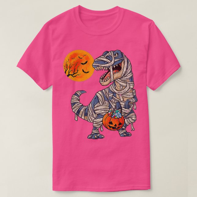 Camiseta Skeleton Riding Mummy Dinosaur T rex Halloween Div (Diseño del anverso)