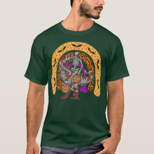 Camiseta Skeleton riding mummy dinosaur t rex halloween rai