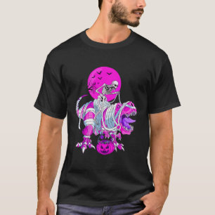 Camiseta Skeleton Riding Mummy Dinosaur T Rex Lift Calabaza