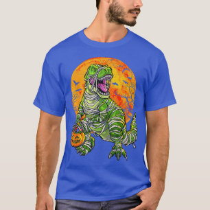 Camiseta Skeleton Riding Mummy Dinosaur T Rex Pumpkin Funny