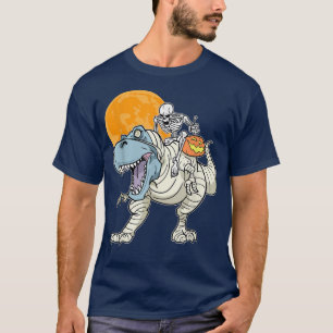 Camiseta Skeleton Riding Mummy Halloween Dinosaur T re Pump