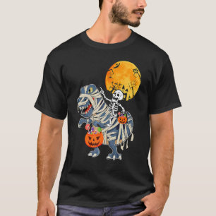 Camiseta Skeleton Riding Mummy Rex Halloween Niños Chicas