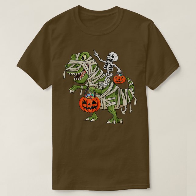 Camiseta Skeleton Riding Mummy T Re Halloween Boys Girls Ki (Diseño del anverso)