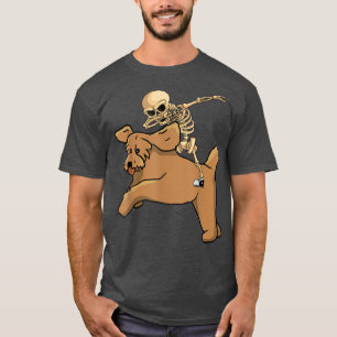 Camiseta Skeleton Riding Poodle Lazy Halloween Costume Cute