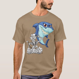 Camiseta Skeleton Riding Shark Chicas de Halloween