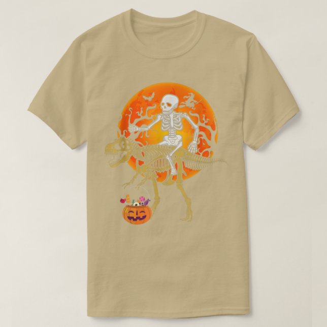 Camiseta Skeleton Riding Skeletal Dinosaur T re Funny Hallo (Diseño del anverso)