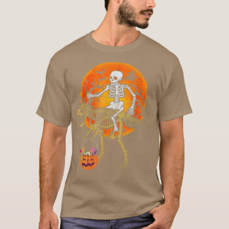 Camiseta Skeleton Riding Skeletal Dinosaur T re Funny Hallo