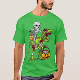 Camiseta Skeleton Riding Zombie Dinosaur T re Halloween Pum