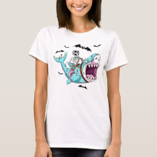 Camiseta Skeleton Riding Zombie Shark Gracioso regalo de Ha