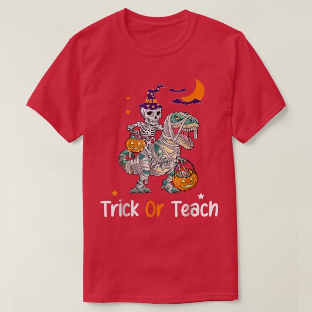 Camiseta Skeleton Rimmy Halloween Trick o Teach Wi (Diseño del anverso)