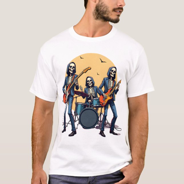 Camiseta Skeleton Rock Band � Funny Halloween Shirt (Anverso)