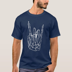 Camiseta Skeleton rock n Roll mano Guay rock de halloween