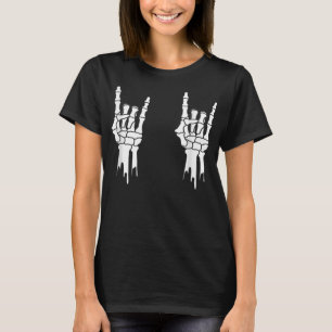 Camiseta Skeleton, Rock On Hands, Halloween, Hombres Mujere