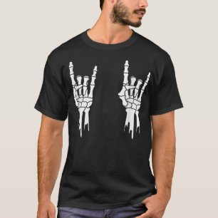 Camiseta Skeleton, Rock On Hands, Halloween, Hombres Mujere