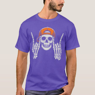Camiseta Skeleton Rocker Cool Cap Skater Halloween Costume 