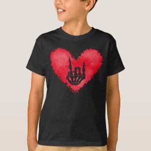 Camiseta Skeleton Rótulos De Rock De Horns Hearines Valenti