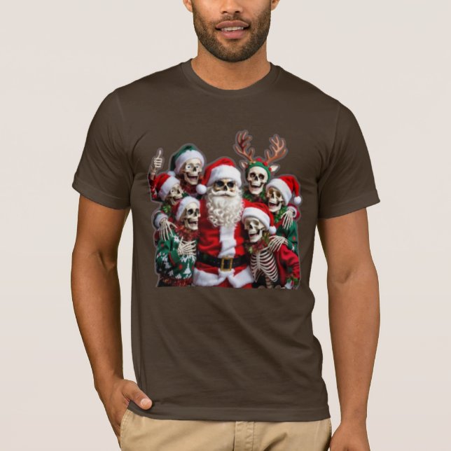Camiseta Skeleton Santa Christmas Group Photo – Festive 3D  (Anverso)