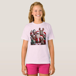 Camiseta Skeleton Santa Christmas Group Photo – Festive 3D 
