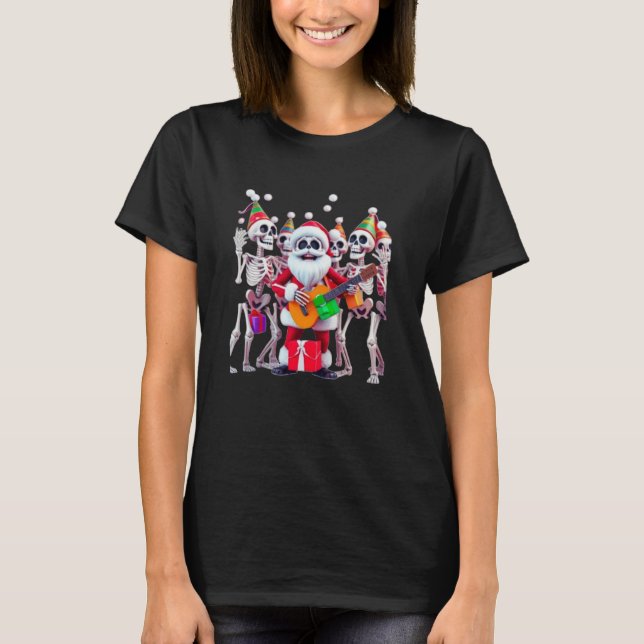 Camiseta **Skeleton Santa Party – Funny 3D Christmas Skelet (Anverso)