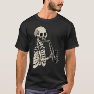 Camiseta Skeleton saxofonista vintage