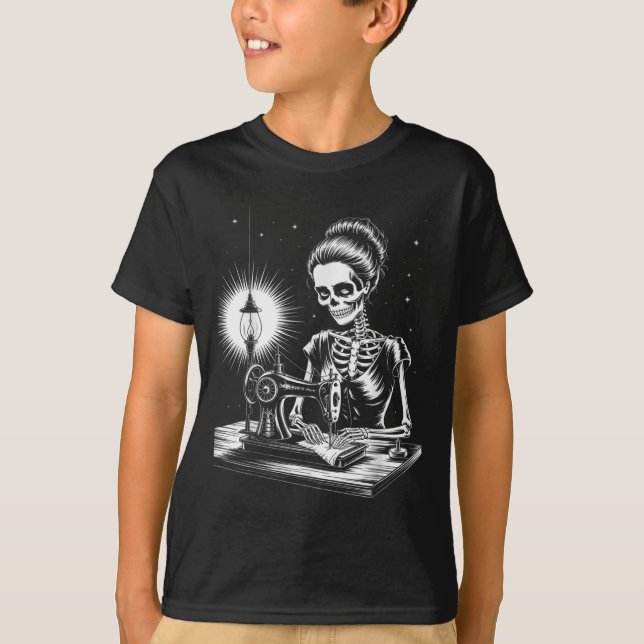 Camiseta Skeleton Sewer Quilter Funny Scosiendo Lover Hallo (Anverso)