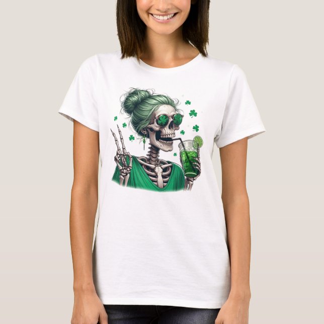 Camiseta Skeleton Shamrock Sip (Anverso)