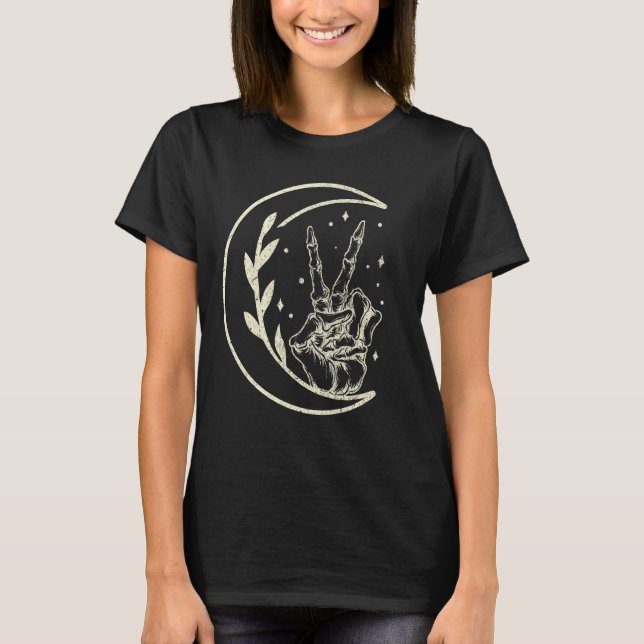 Camiseta Skeleton Signo de paz de mano de paz de Skeleton 2 (Anverso)