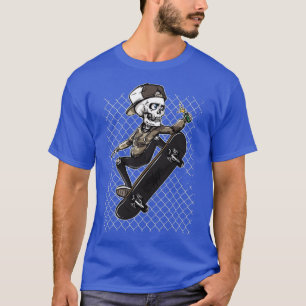 Camiseta Skeleton Skateboard Fence