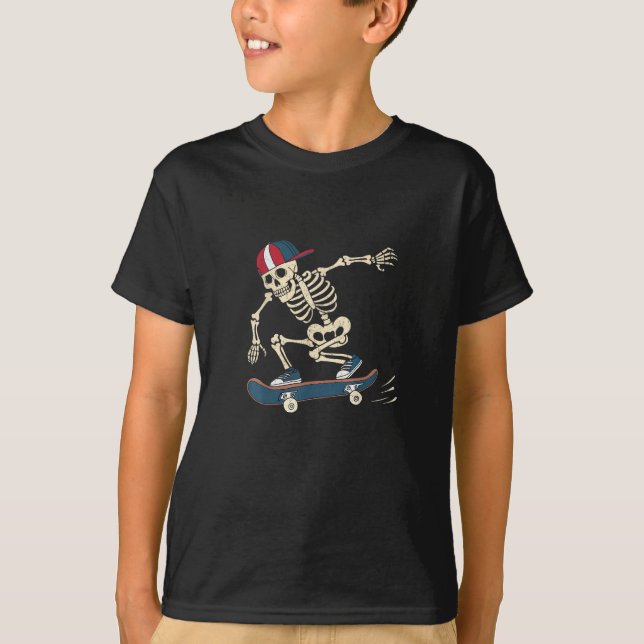 Camiseta Skeleton Skateboard Halloween Skateboarding Skateb (Anverso)