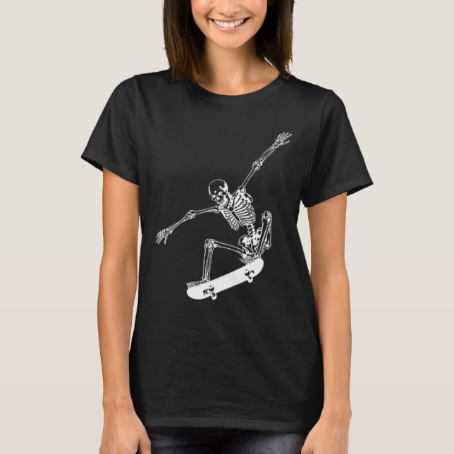 Camiseta Skeleton Skateboard Skull Halloween Skateboarding (Anverso)