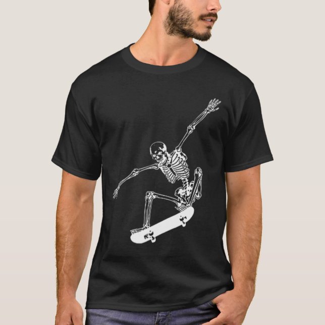 Camiseta Skeleton Skateboard Skull Halloween Skateboarding (Anverso)