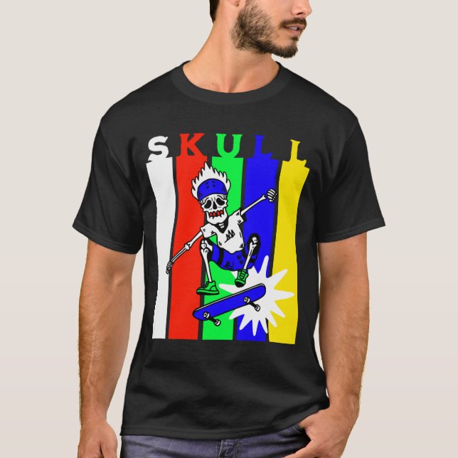 Camiseta skeleton skateboarding (Anverso)