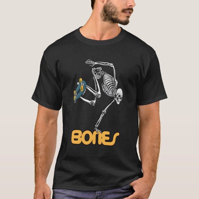 Camiseta Skeleton Skateboarding Halloween Bones (Anverso)