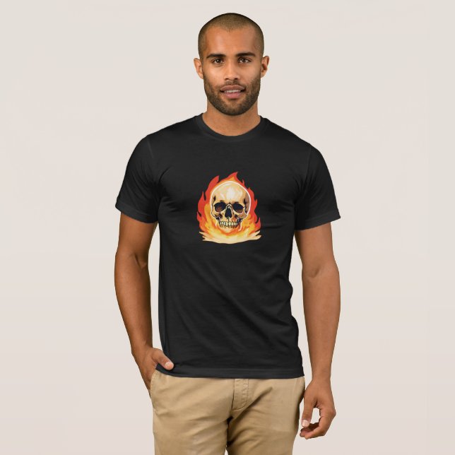 Camiseta Skeleton Skeleton en llamas retro muerto (Anverso completo)