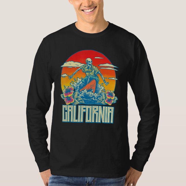 Camiseta Skeleton Skeleton Skull Deaves Waves Retro (Anverso)