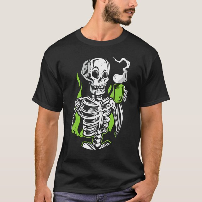 Camiseta Skeleton Skull Alien Bebe Café (Anverso)