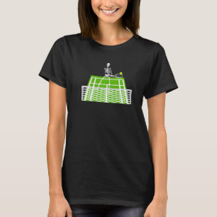 Camiseta Skeleton Skull de Halloween Jugando Tenis Sport Ra