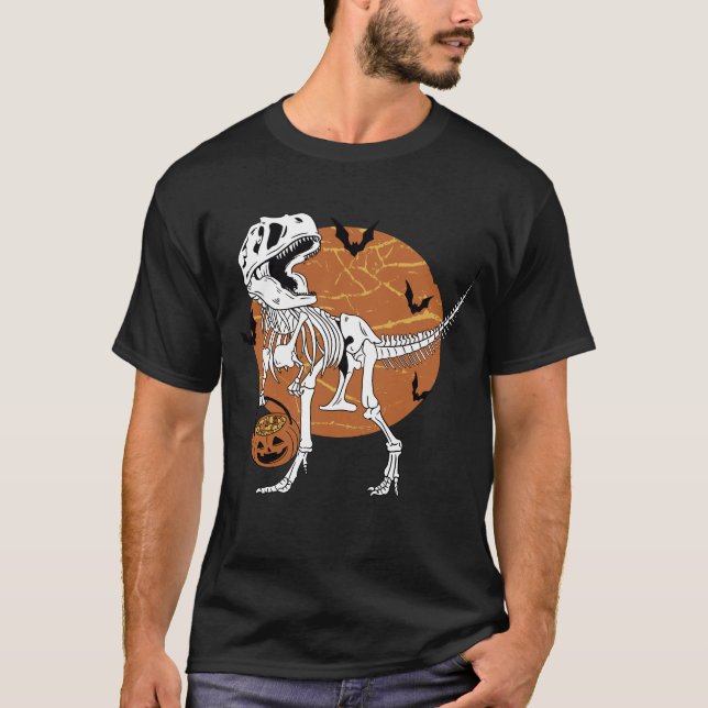 Camiseta Skeleton Skull dinosaur espantó disfraz de Hallowe (Anverso)
