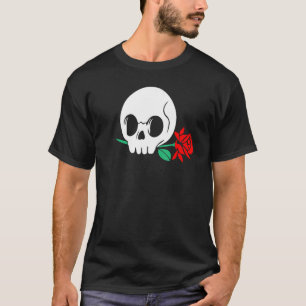 Camiseta Skeleton Skull Head Red Rose Halloween Gothap Grap