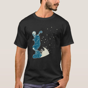 Camiseta Skeleton Snow Boarding Sliding Sport Snowboard