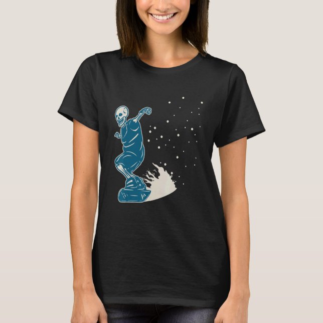 Camiseta Skeleton Snow Boarding Sliding Sport Snowboard (Anverso)