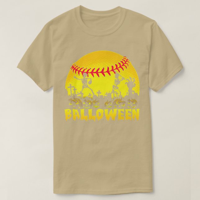 Camiseta Skeleton Softball Balloween Halloween Baseball Sca (Diseño del anverso)