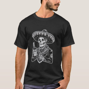 Camiseta Skeleton Sombrero Tequila Día del Culto Mexicano M
