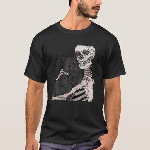 Camiseta Skeleton Sostenía Un Gato